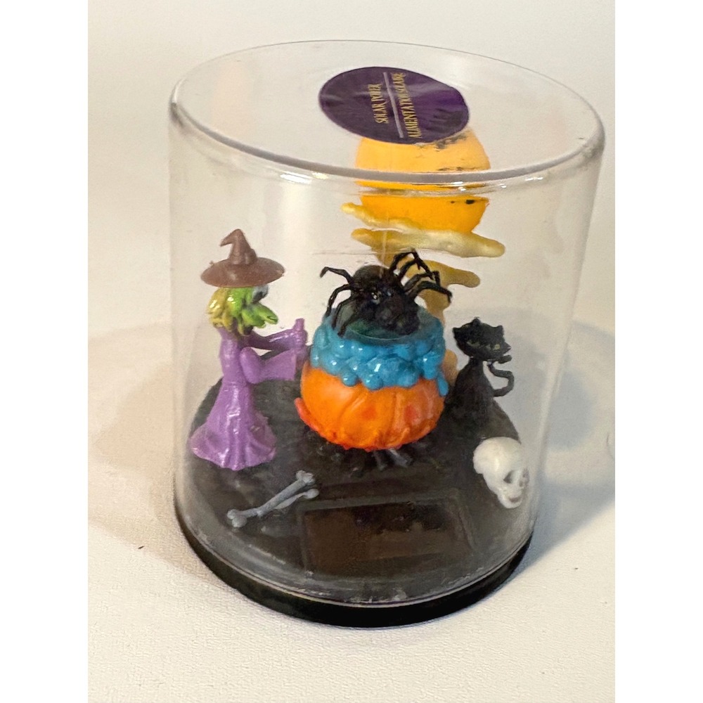 Halloween Solar Powered Dancing Witch Spider Cauldron Figurine Decor